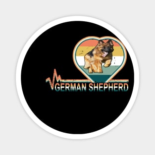 Retro German Shepherd Heartbeat Vintage Magnet